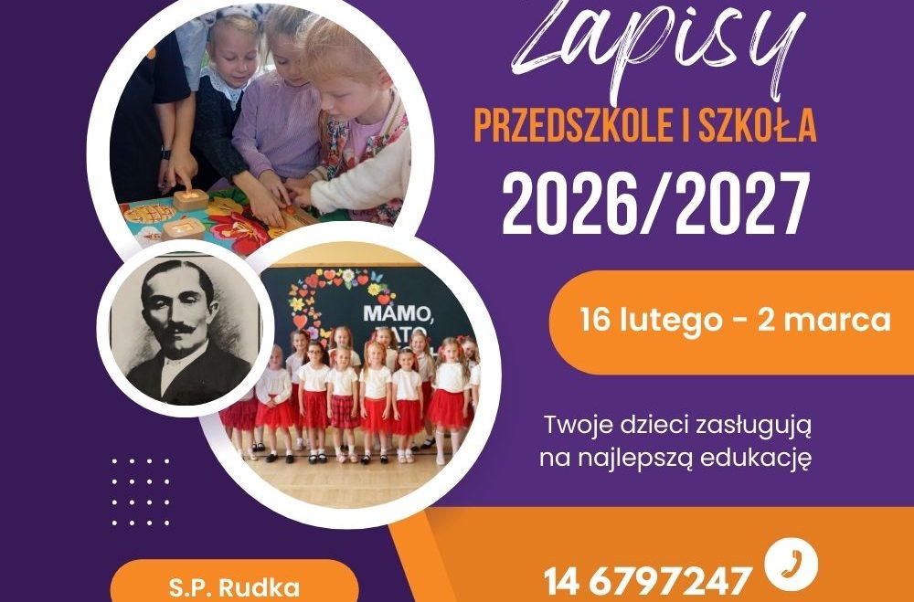 ZAPISY DO SZKOŁY I PRZEDSZKOLA NA ROK SZKOLNY 2026/2027